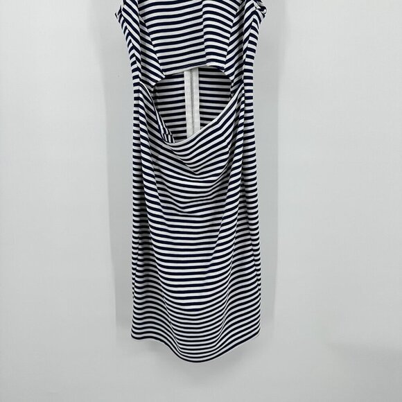 TORN BY RONNY KOBO YONAL DRESS nautical stripe cutout bodycon blue white L - Picture 7 of 9